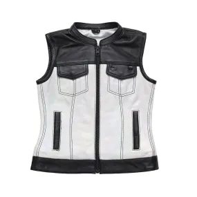 Halo Women's Club Style Motorcycle Leather Vest - Limited Edition