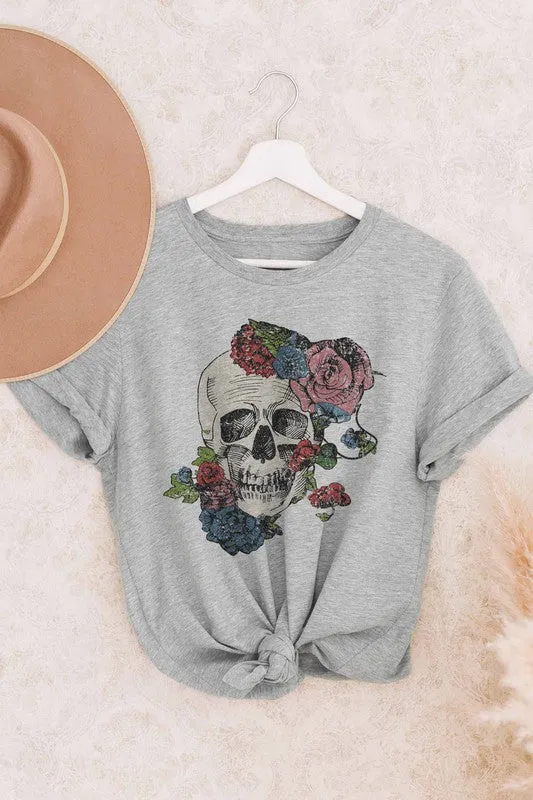 HORROR FALL FLOWERS GRAPHIC TEE PLUS SIZE