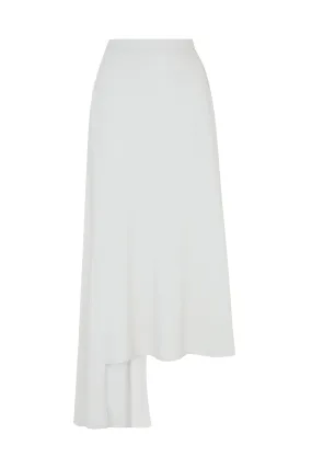 House Of Holland Womens White Asymmetric Merino Wool Skirt – Stylish and Unique Design