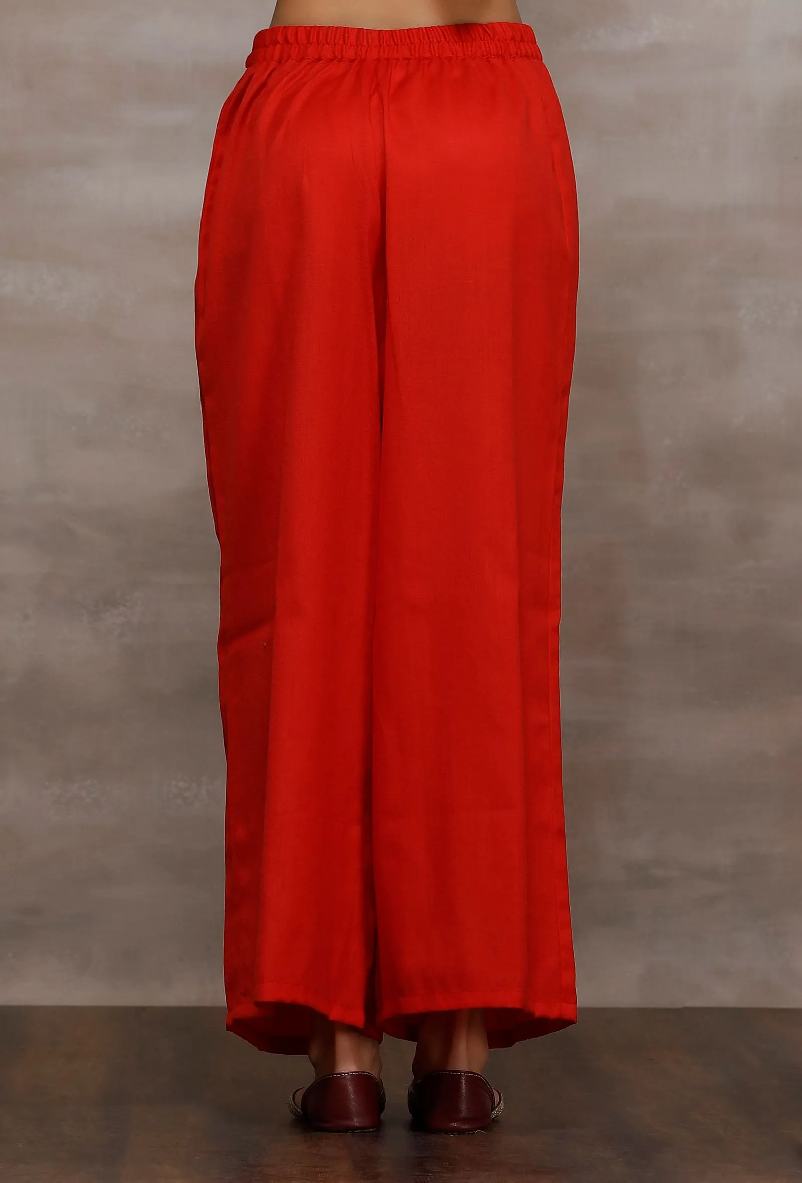 Kaya Red Palazzo Wool Pants