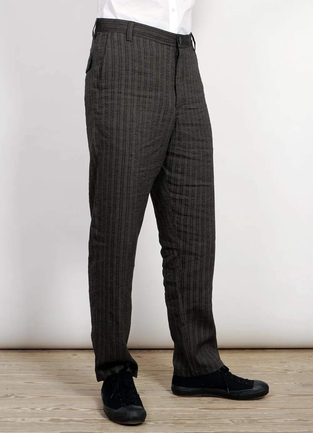 KEN | Wide Cut Trousers| Taupe Stripes