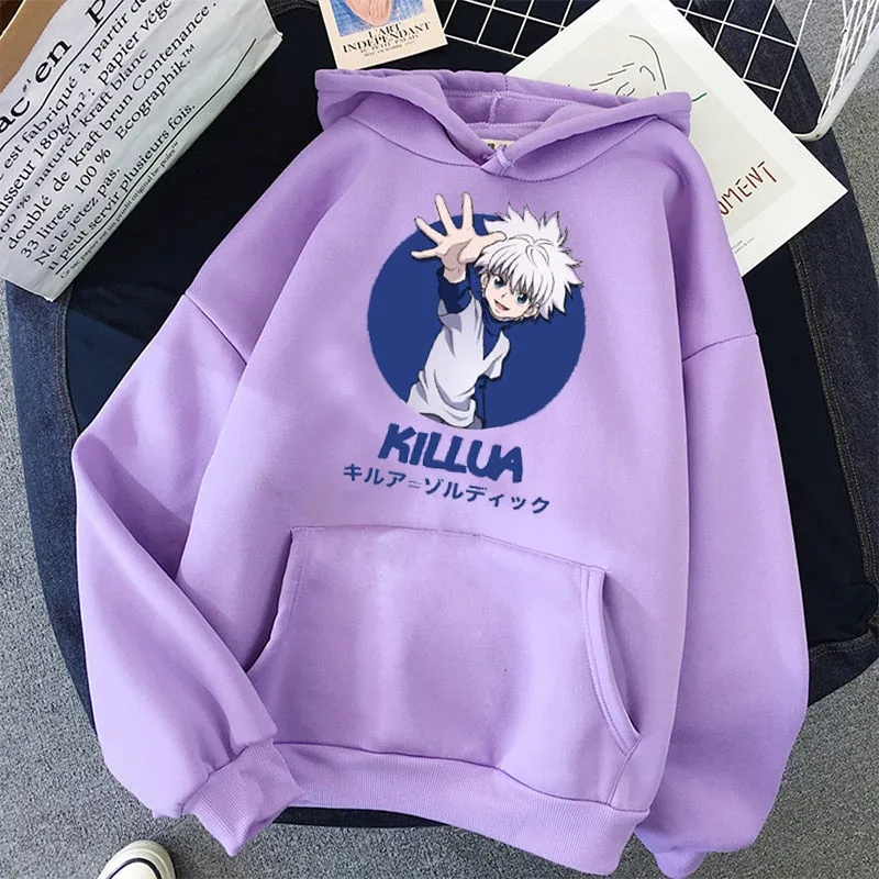 Killua - Hunter x Hunter Hoodies Solid Color Hooded Top Women  Sweatshirt Long-sleeved student Autumn Casual Hooded Streetwear