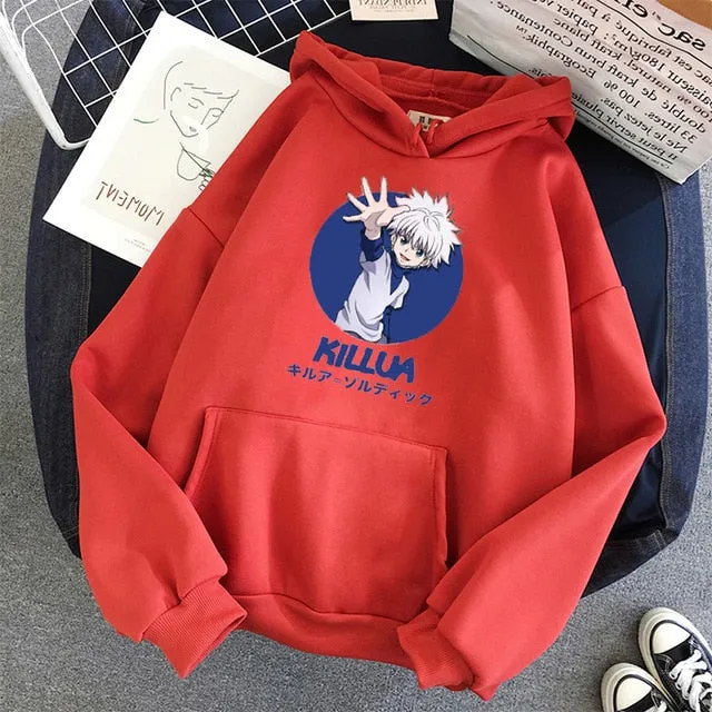 Killua - Hunter x Hunter Hoodies Solid Color Hooded Top Women  Sweatshirt Long-sleeved student Autumn Casual Hooded Streetwear