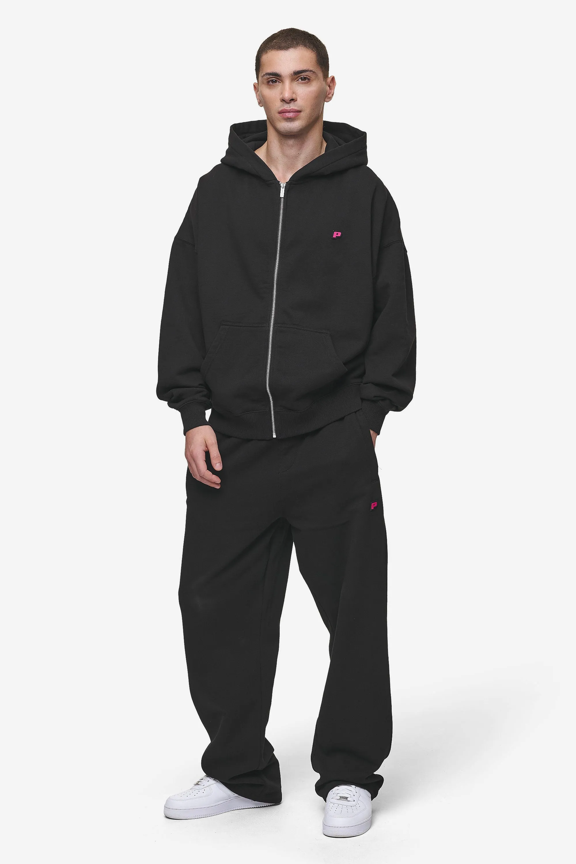 Leono Loose Sweat Pants Washed Black Virtual Pink Gum