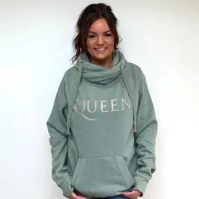 Luxury Cowl Neck Queen Hoodie - Sage