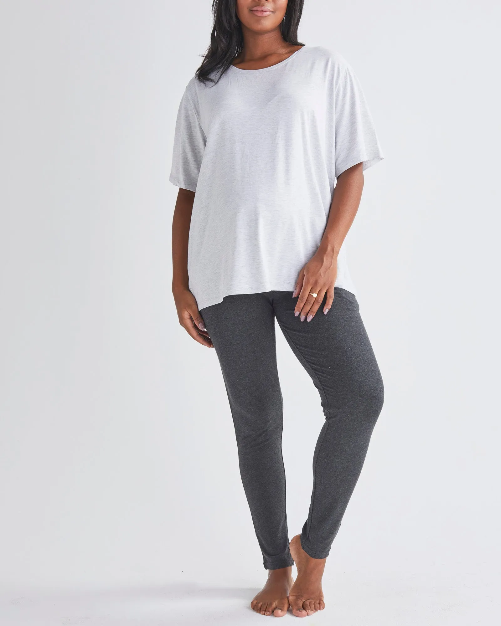 Maternity Bloom Over Size Tee - Marl Grey