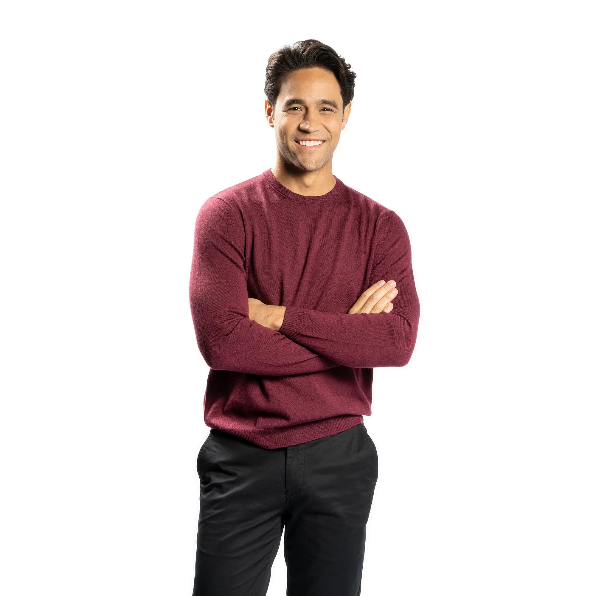 Merino Wool Sweaters Crew Neck - Burgundy