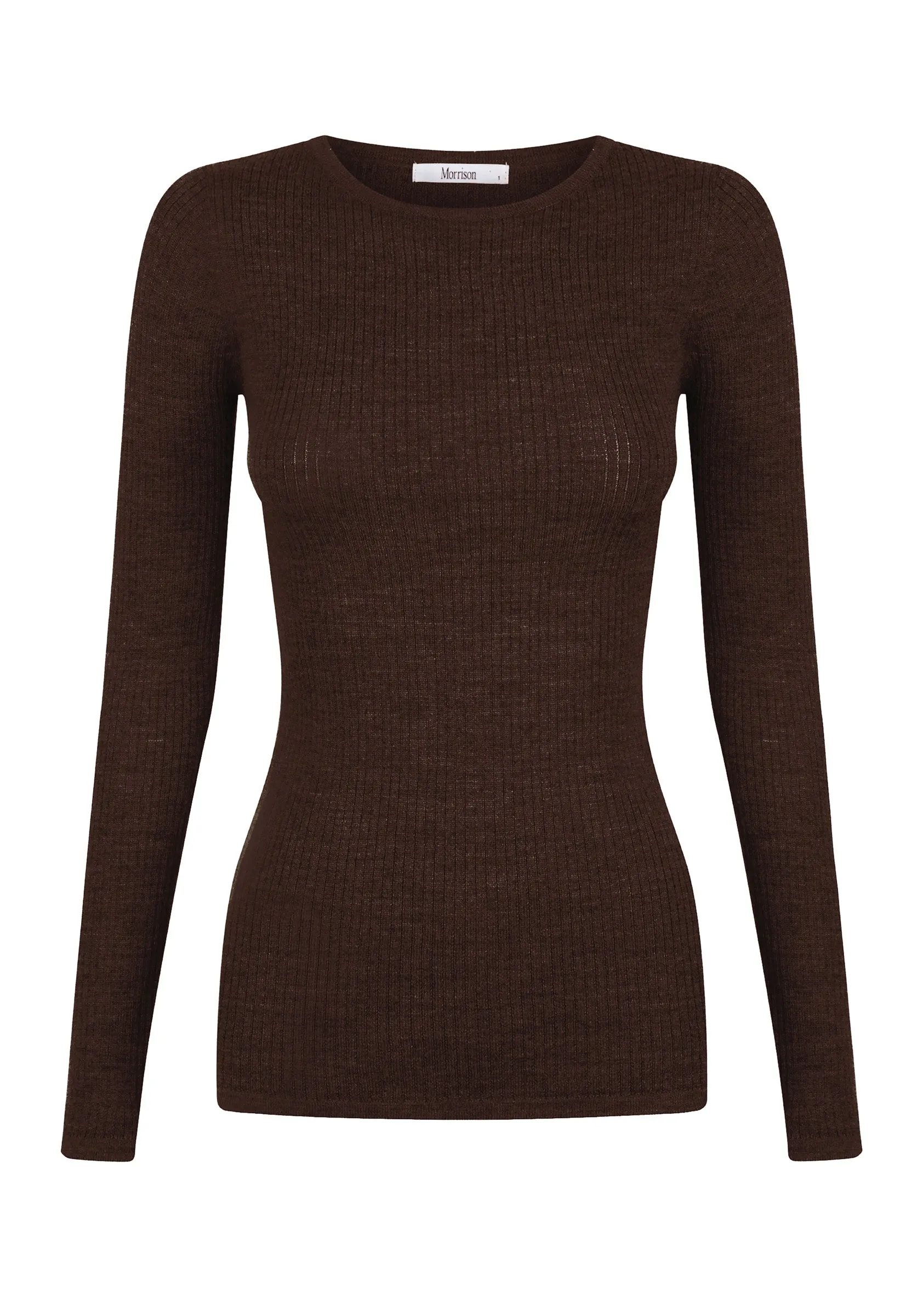 Morri Merino Rib Round Neck_Chocolate