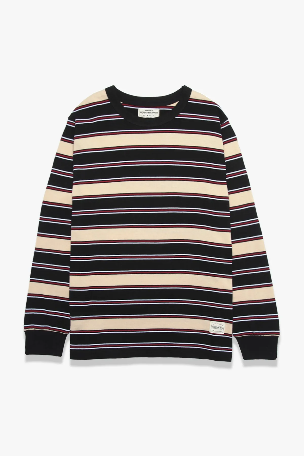 Okonkwo Manufacturing - Stylish Long-Sleeve Striped Tee - Black and Tan