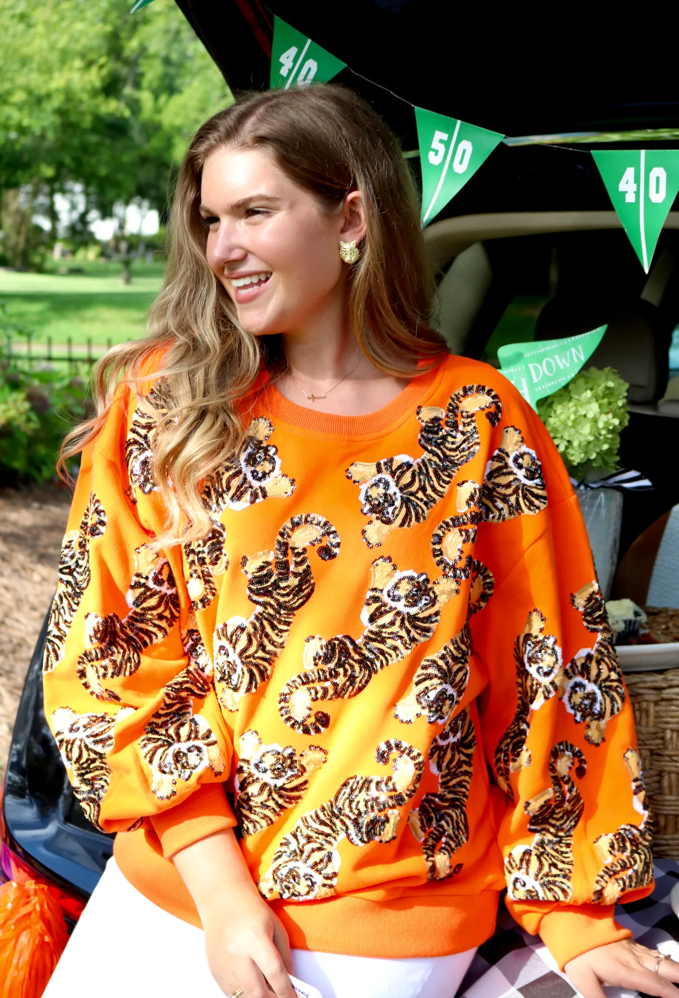 Orange Scattered Tiger Sweatshirt