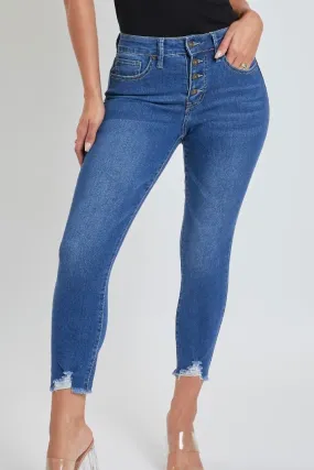 Petite YMI Missy 4 Button Skinny Ankle Jeans- Medium Wash