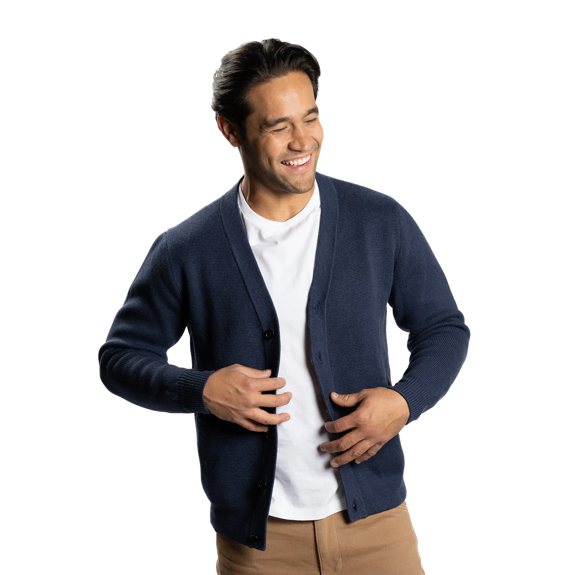 Pima Cotton Cardigan Sweaters - Navy