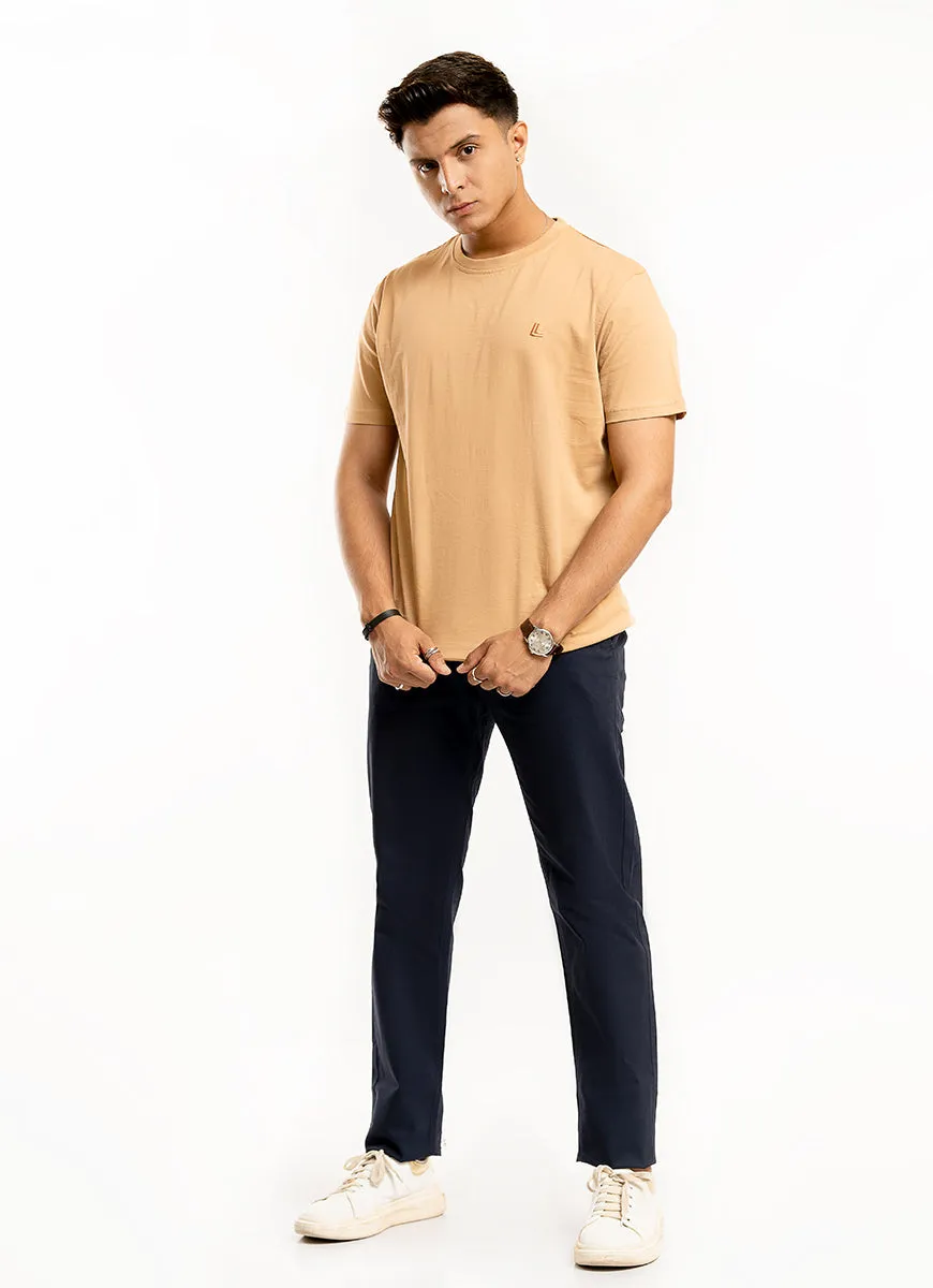 Plain-Light Brown, 100% Cotton Basic T-shirt