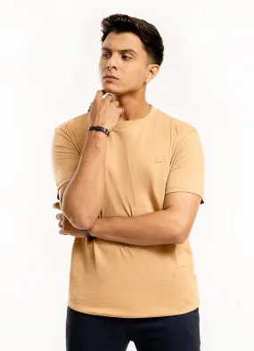 Plain-Light Brown, 100% Cotton Basic T-shirt