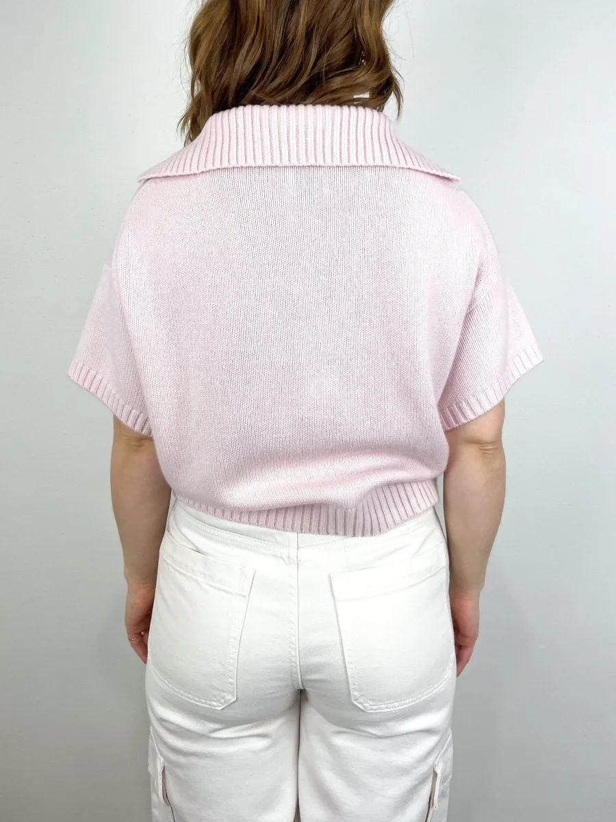 Polo Neck Sweater in Delicate Soft Rose