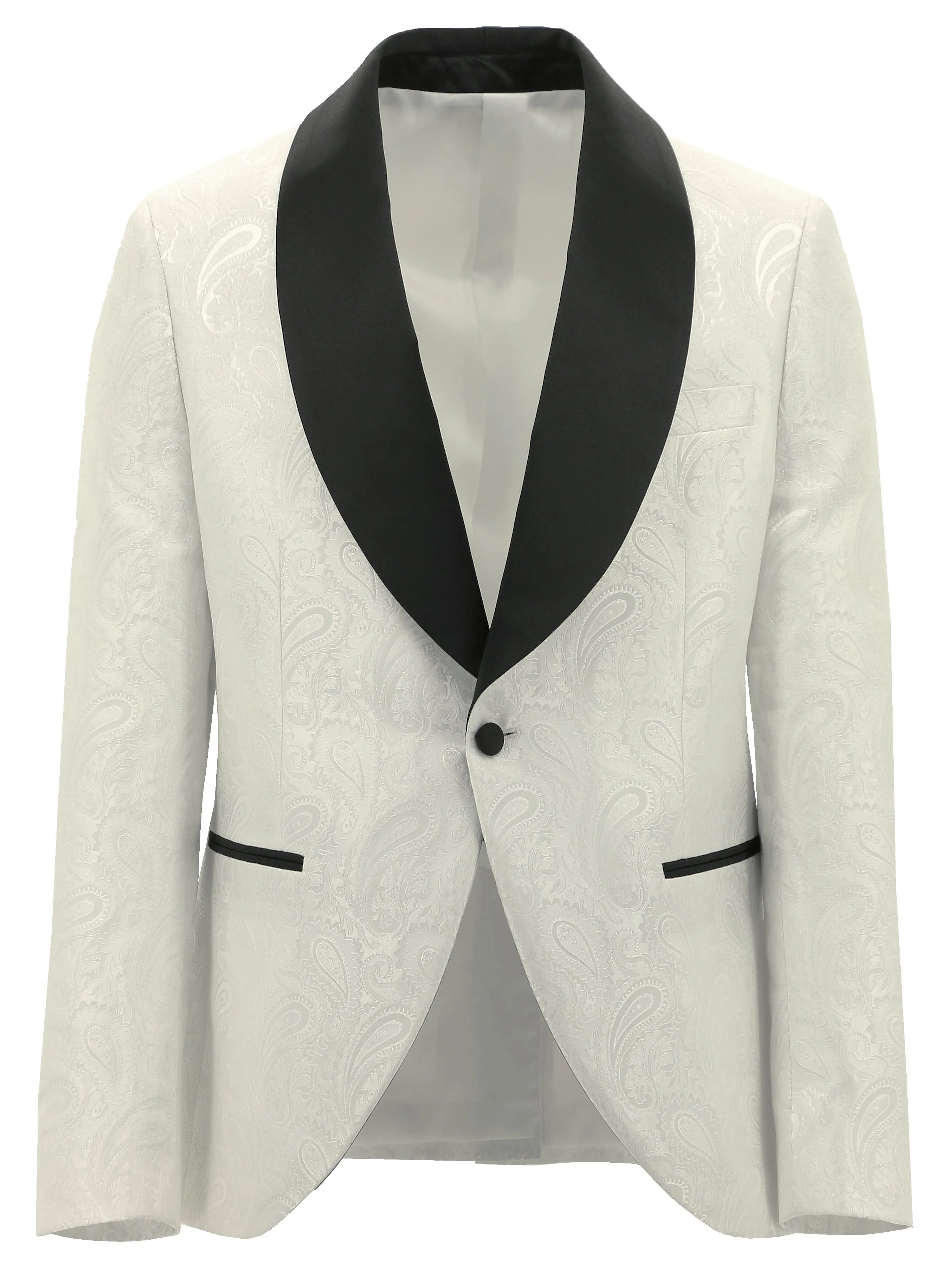 Shawl White Paisley Print Dinner Jacket