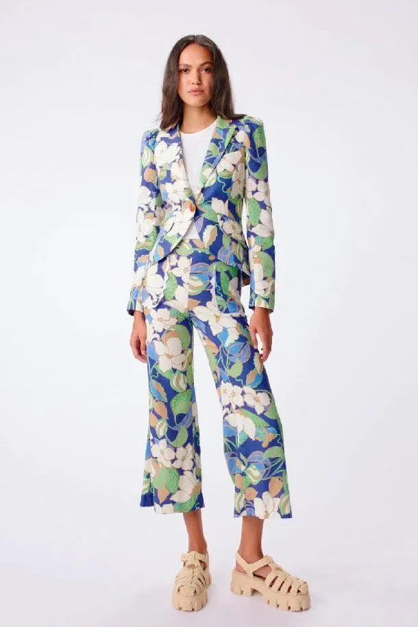 Smythe - Pouf Sleeve One Button Blazer -Blue Cabana