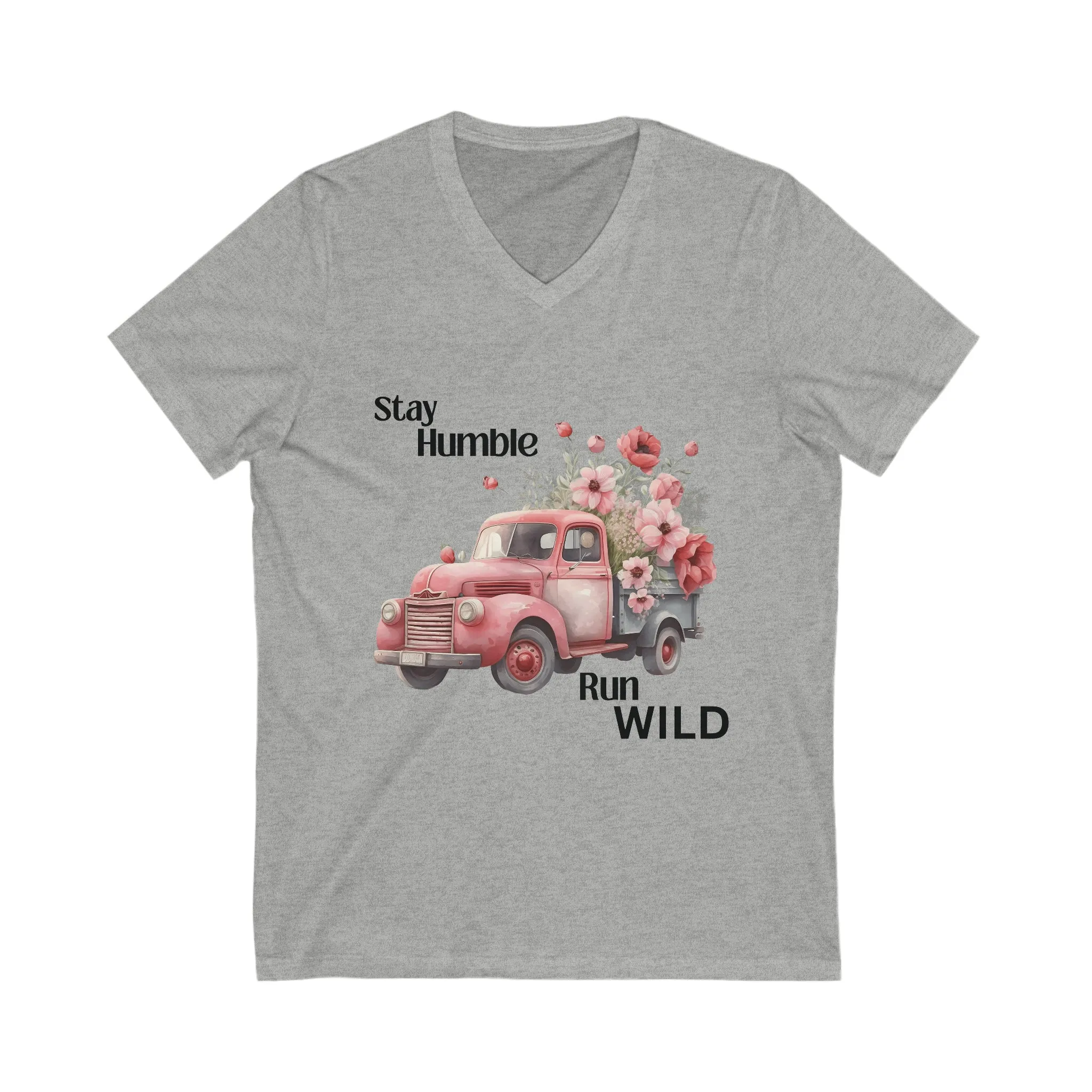 Stay Humble Run Wild T-Shirt only at Bling & Bloom's Boutique | Women's V-Neck Tees | Custom T-shirts | Old Truck Floral Tees