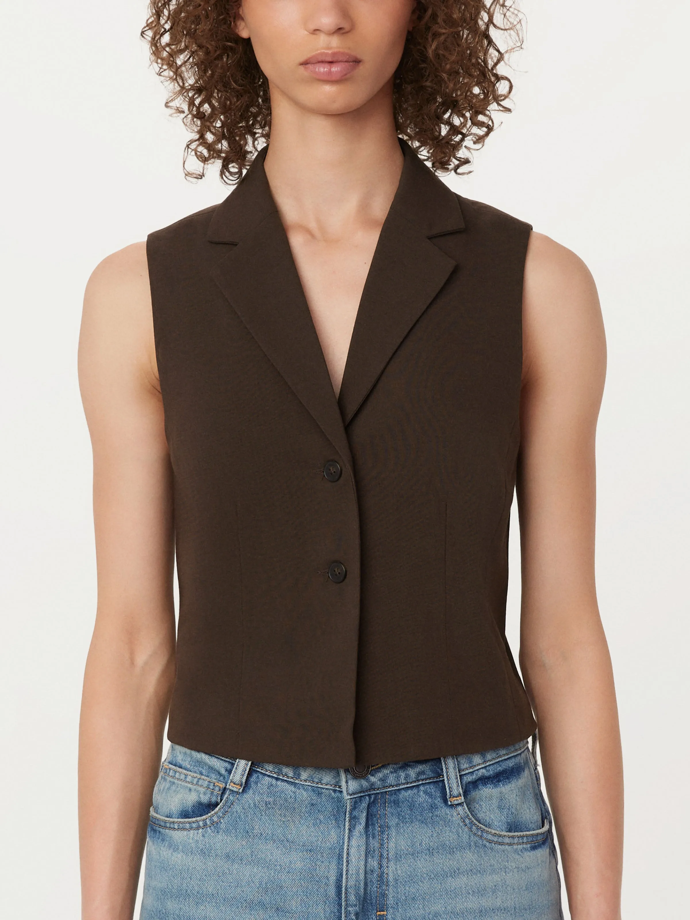 The Single Breasted Fitted Vest in Dark Chocolate