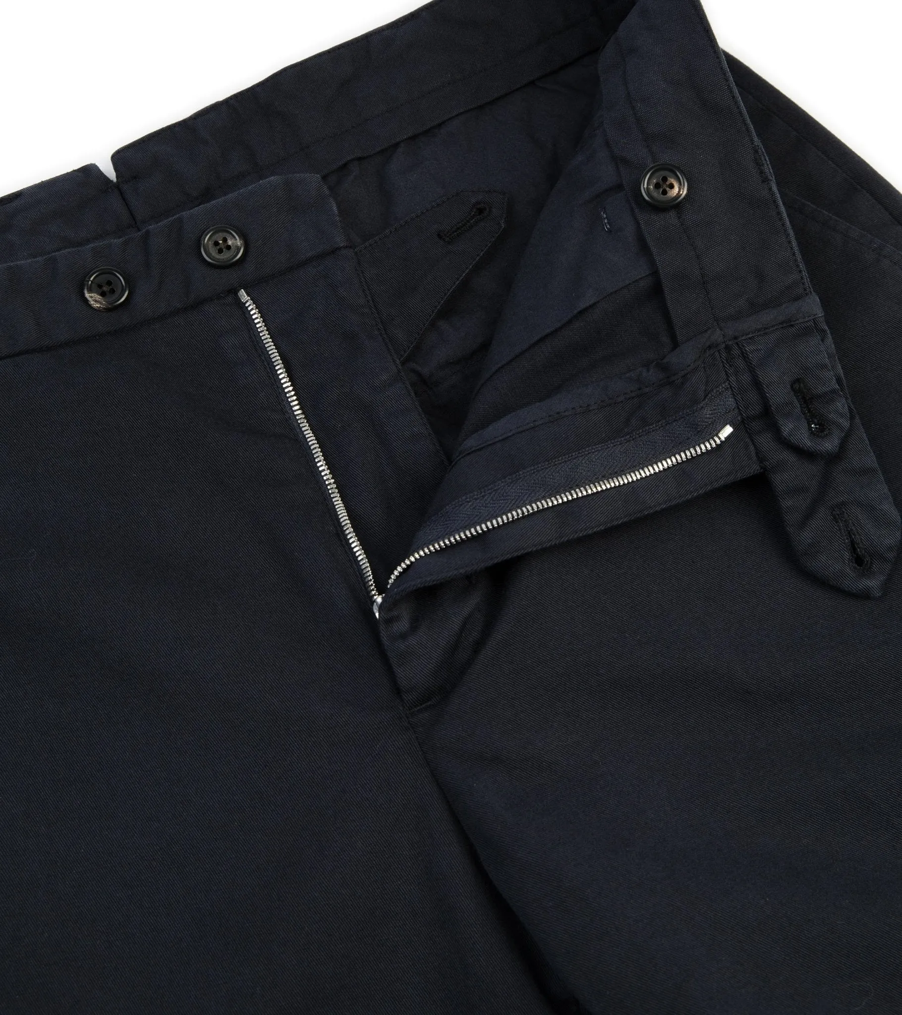 Trunk Welbeck Flat Front Cotton Trousers: Navy