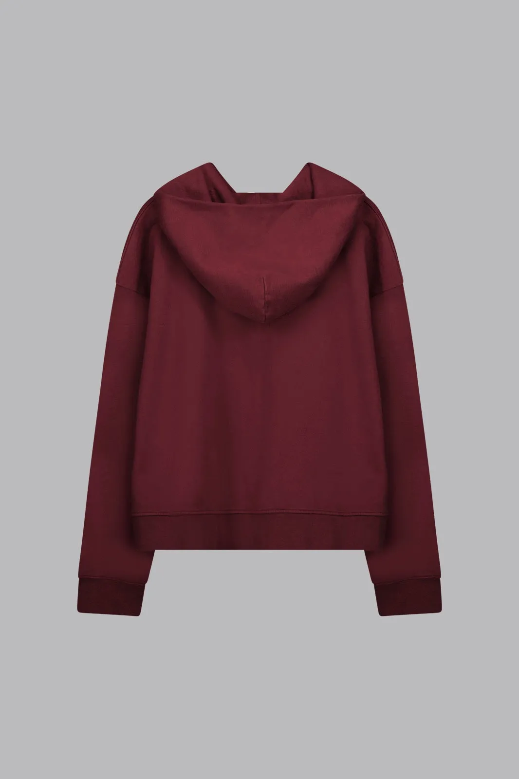 V_LYFE420 BOXY ZIP HOODIE - Burgundy