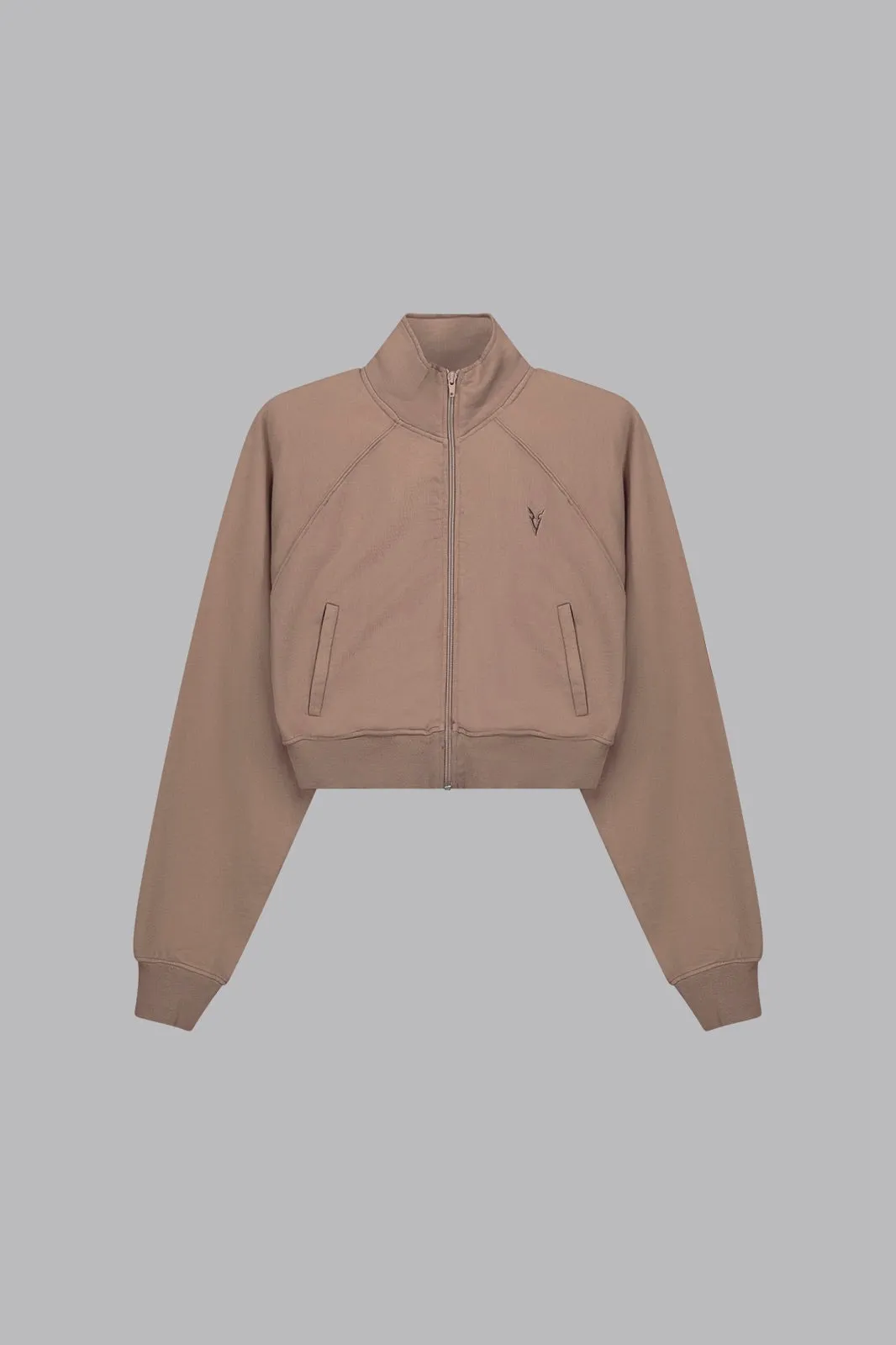 V_LYFE420 BOXY ZIP SWEATER - Tan