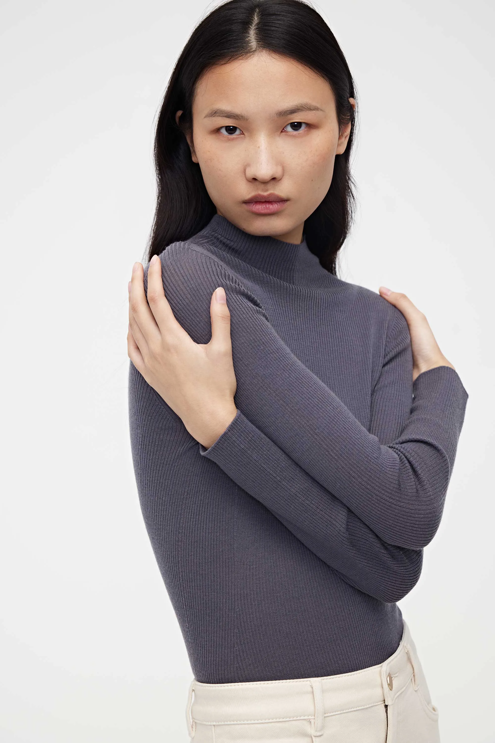 Washable Wool Mock Neck Sweater