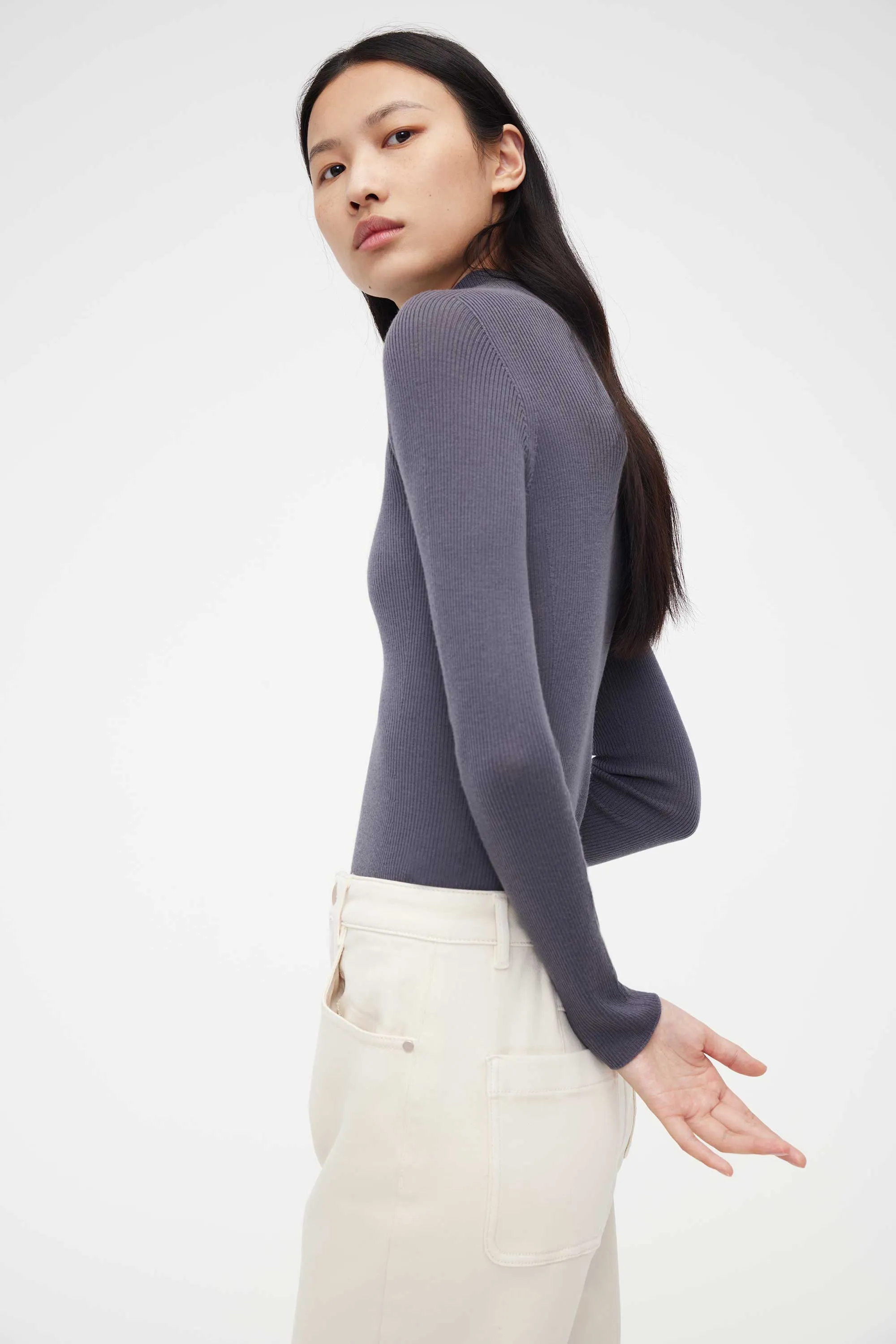 Washable Wool Mock Neck Sweater