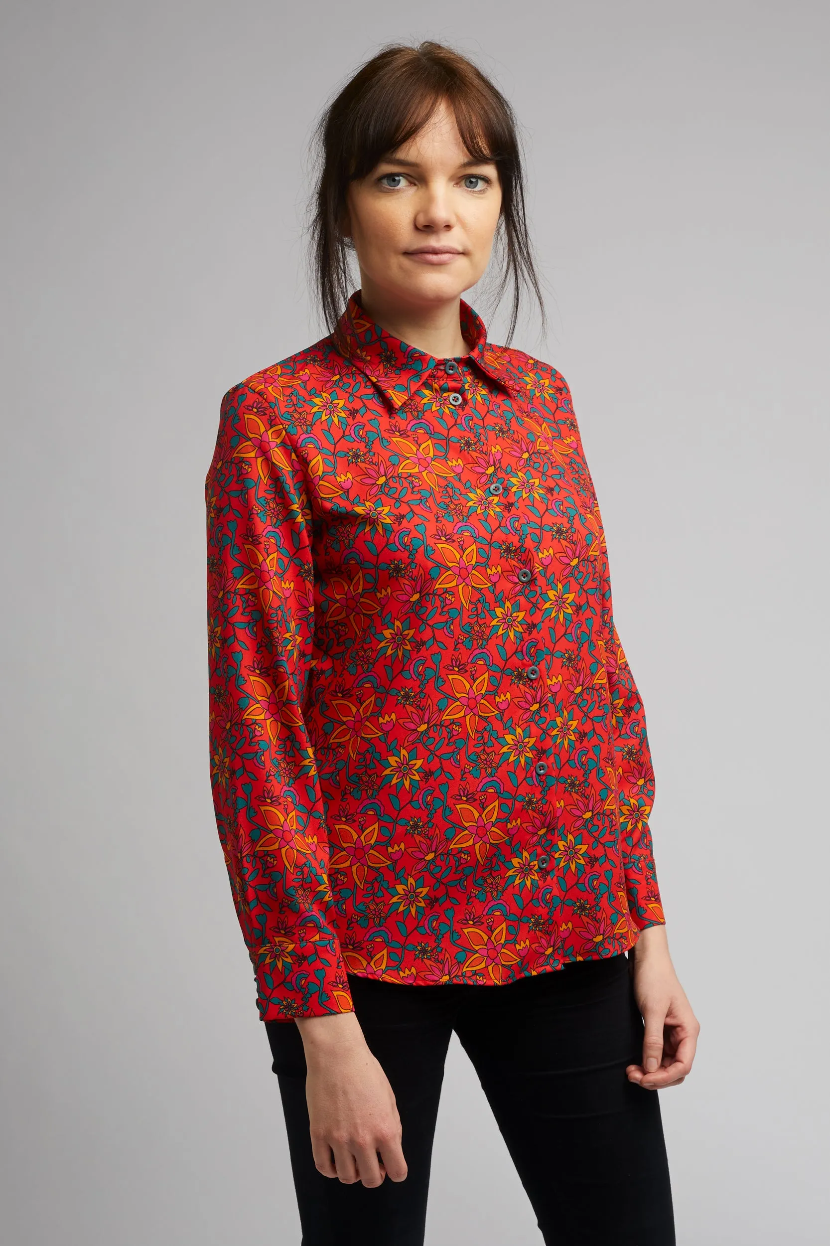 Women's Classic Long Sleeve Shirt in Kampot Print