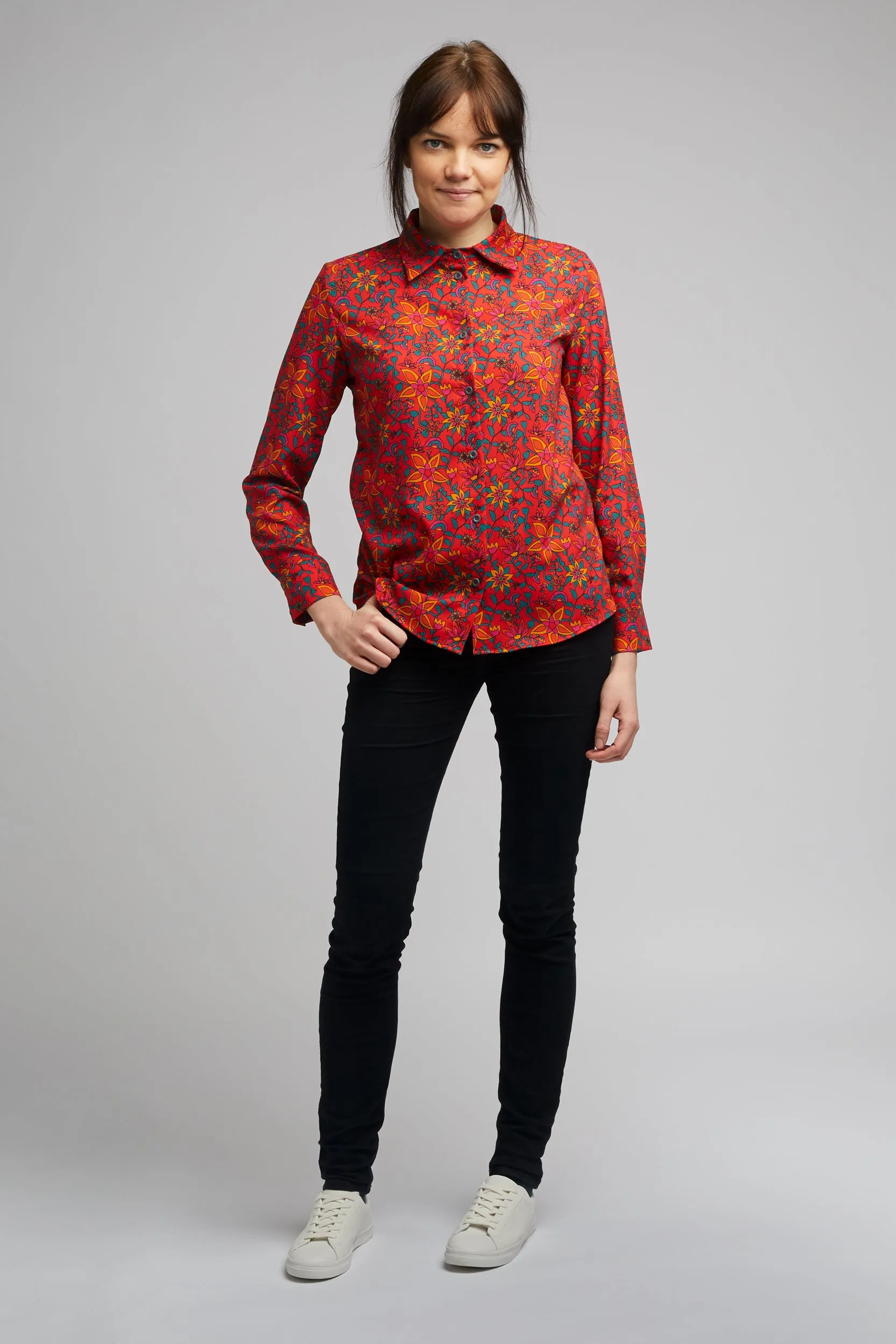 Women's Classic Long Sleeve Shirt in Kampot Print