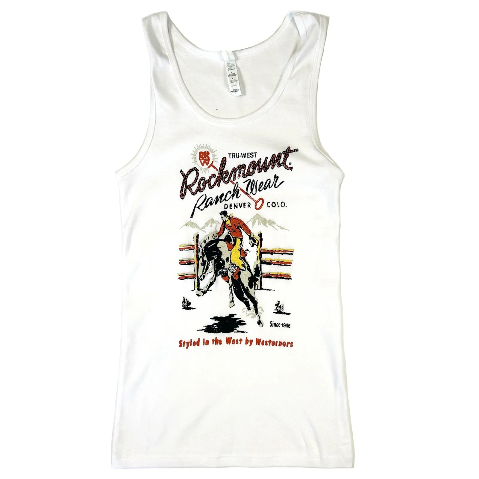 Women's Rockmount White Bronc 100% Cotton Western Tank Top