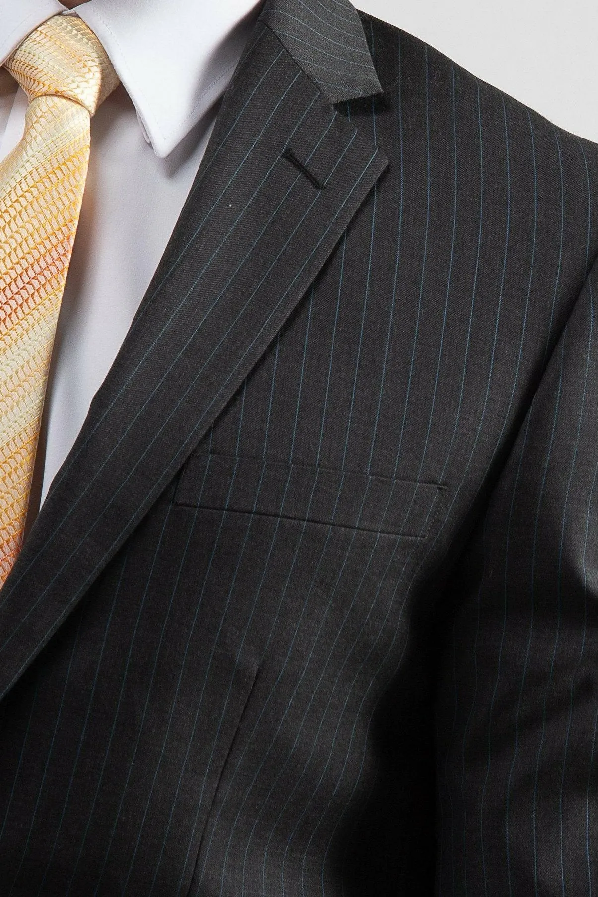 Wool-Blend Slim-Fit Suit Grey Stripe